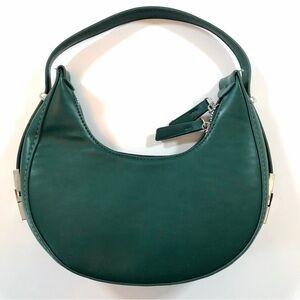 Emerald Green Crescent Moon Shoulder Bag | Minimalist Sleek Hobo Underarm Purse